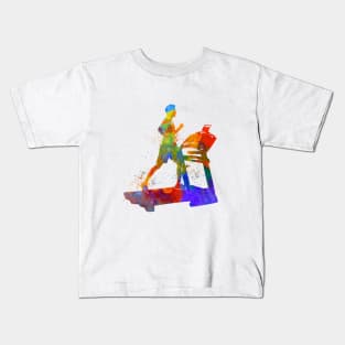 Young man treadmill in watercolor Kids T-Shirt